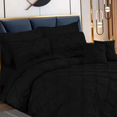 3 Pcs Pintuck Duvet Set -  Black